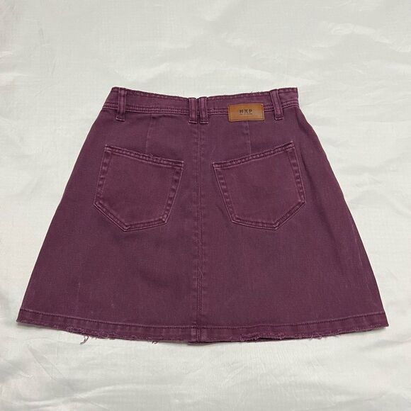 NXP Nena and Pasadena Denim Jean Skirt Purple Exposed Front Buttons Size XS - Picture 2 of 14